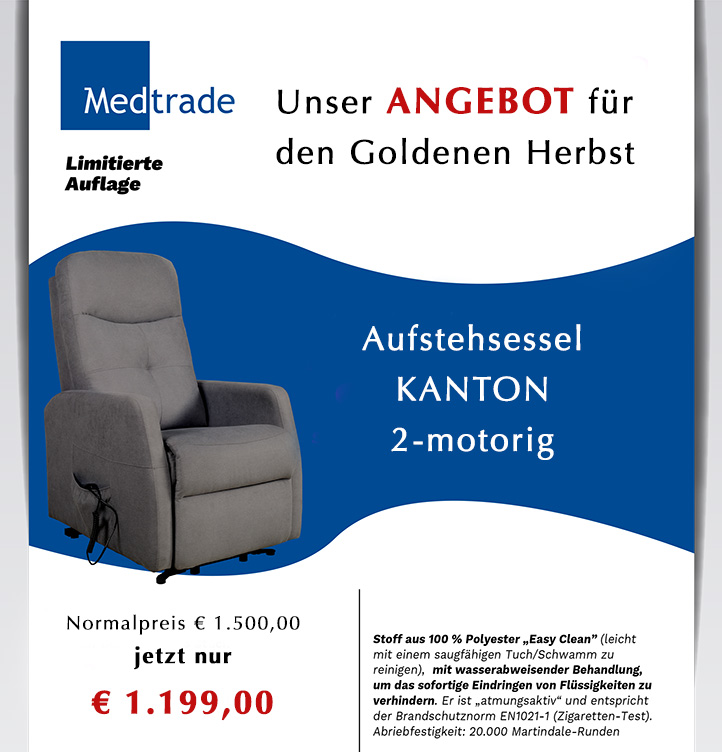 Angebot für Aufstehsessel/Pflegesessel 2-motorig von Medtrade.